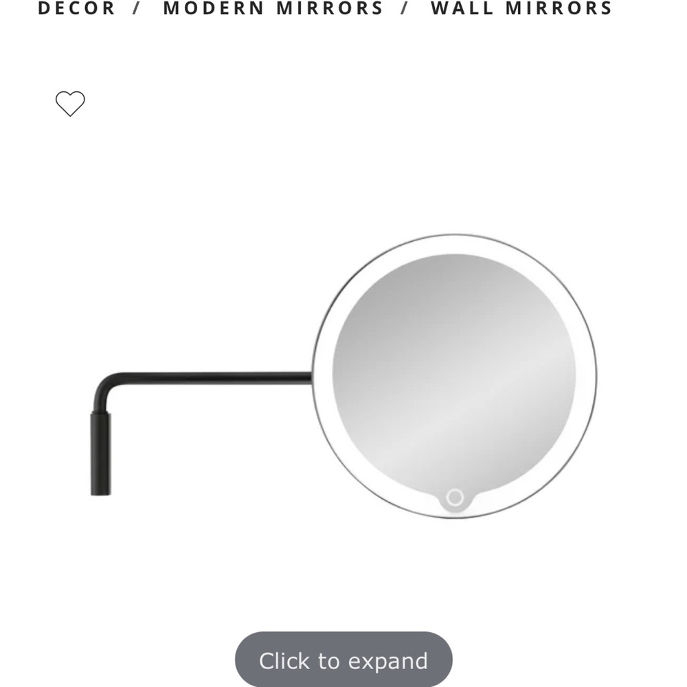 Blomus Modo modern wall mount vanity mirror black